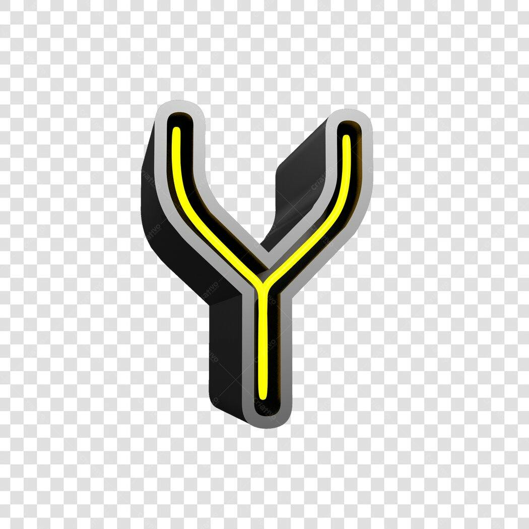 Letra Y neon preta e amarela PNG com fundo transparente