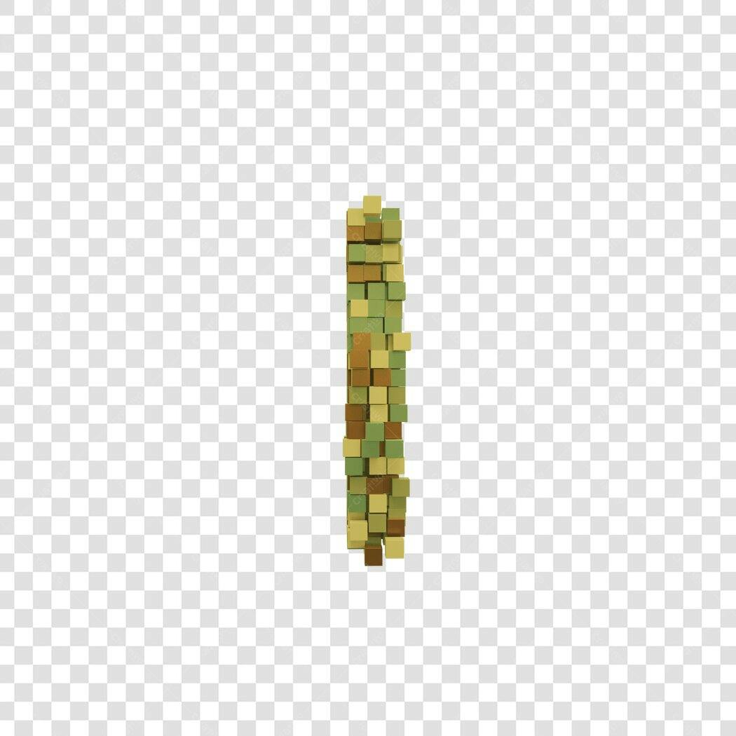 Letra I com cubos 3D em tons terrosos PNG com fundo transparente