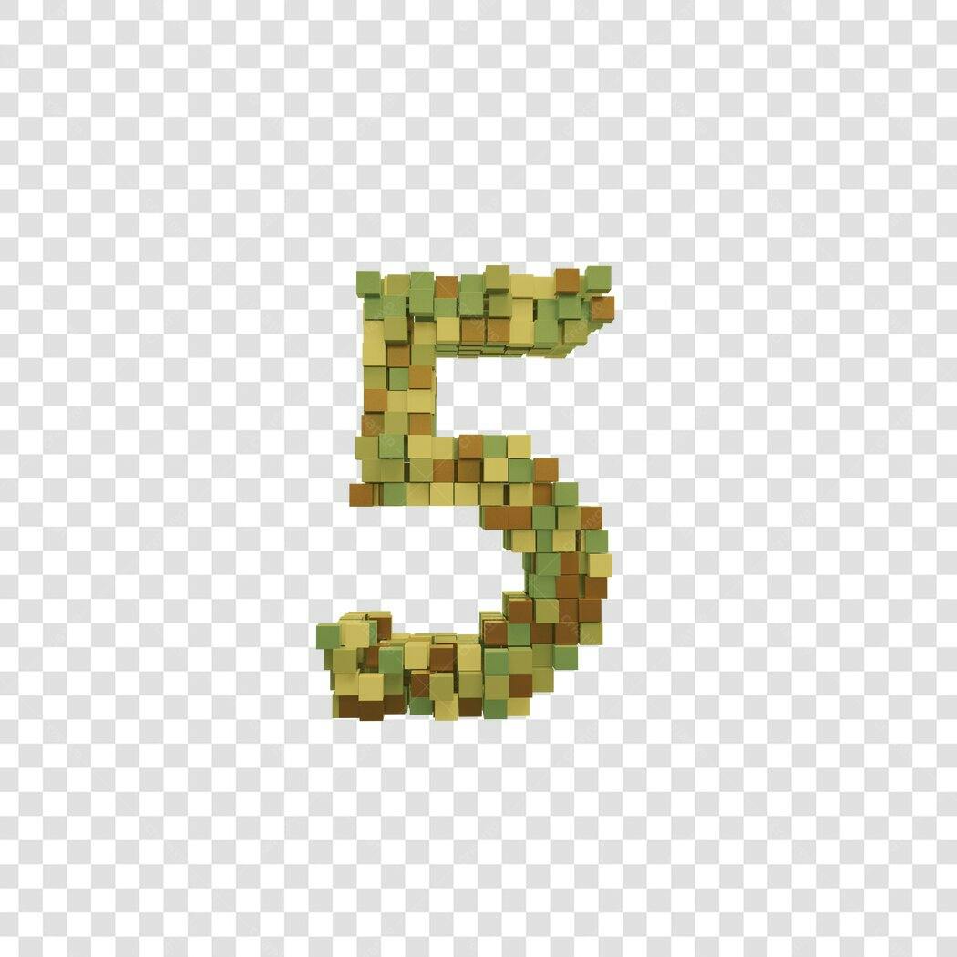 Ilustração Número 5 em Cubos 3D PNG com fundo transparente