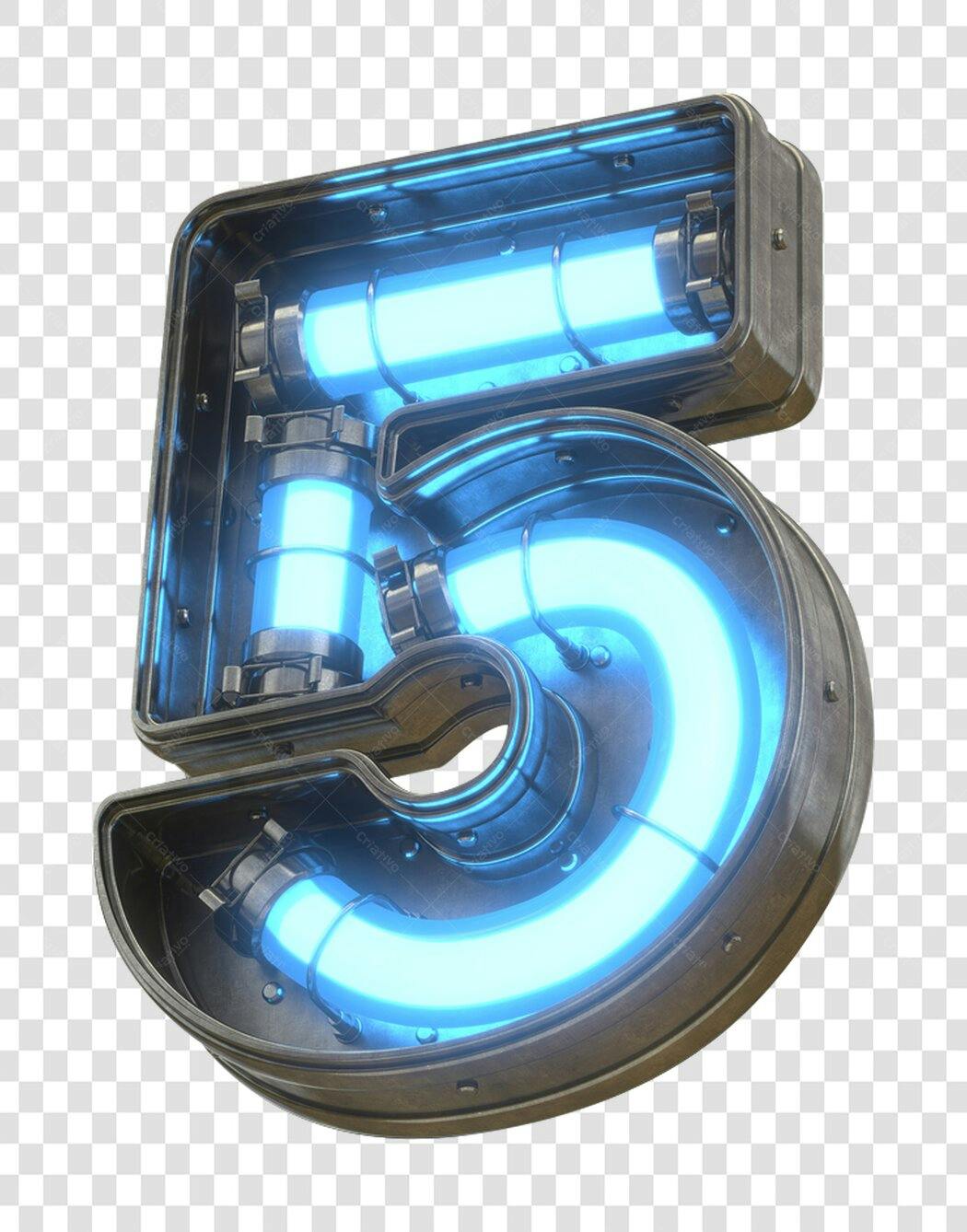 Logo Número 5 Neon PNG com fundo transparente