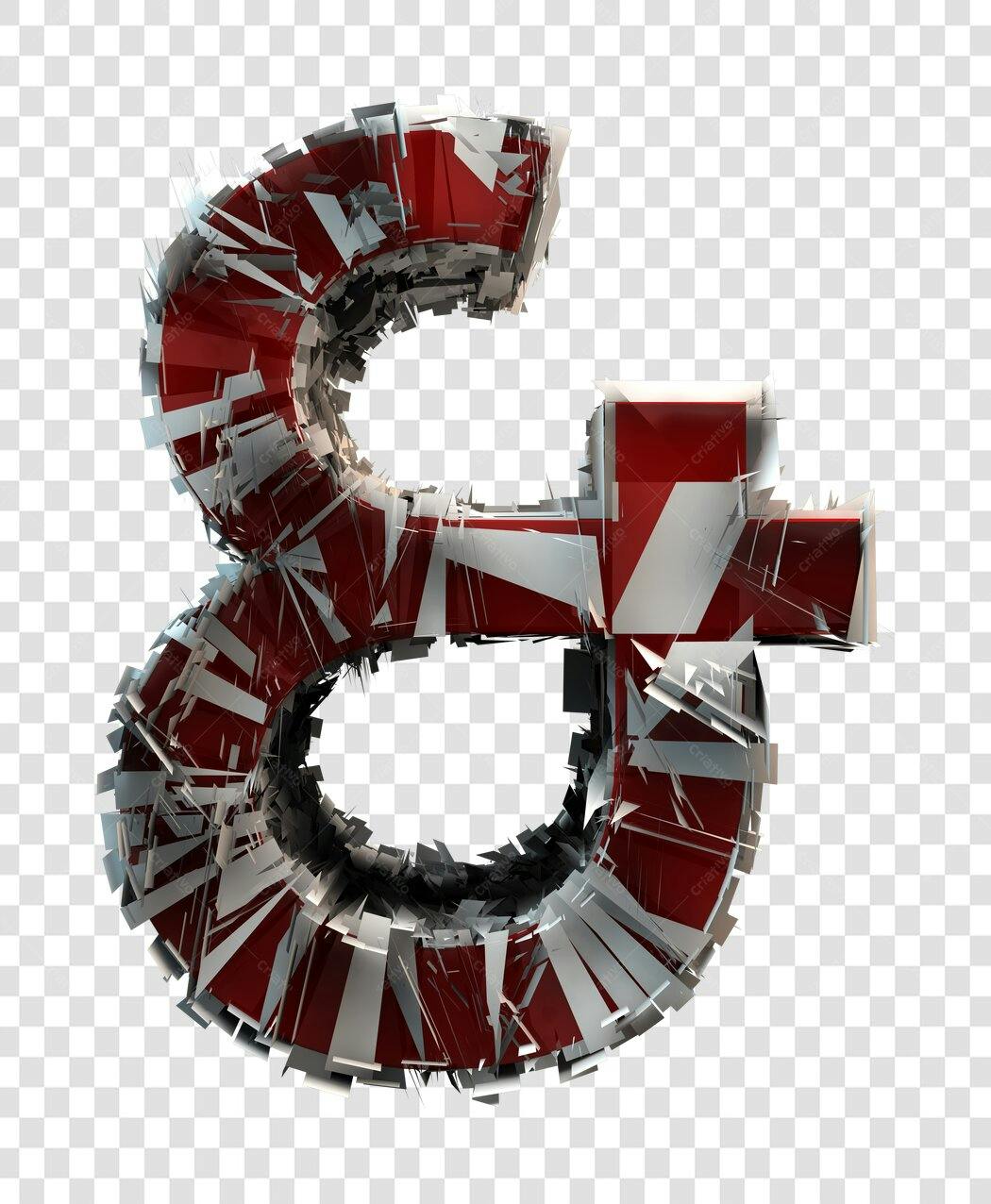 Tipografia & Vermelha e Branca 3D PNG com fundo transparente