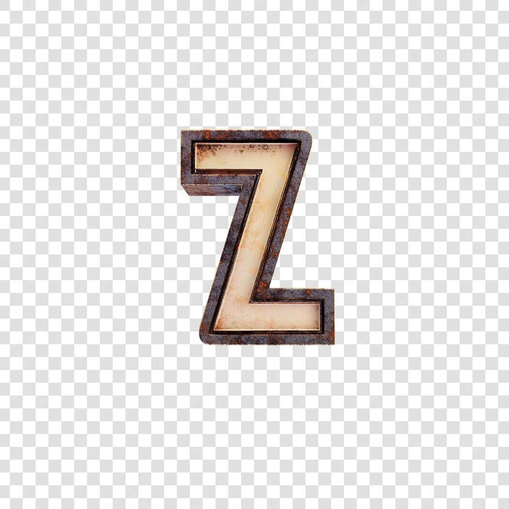Letra Z enferrujada para design PNG com fundo transparente