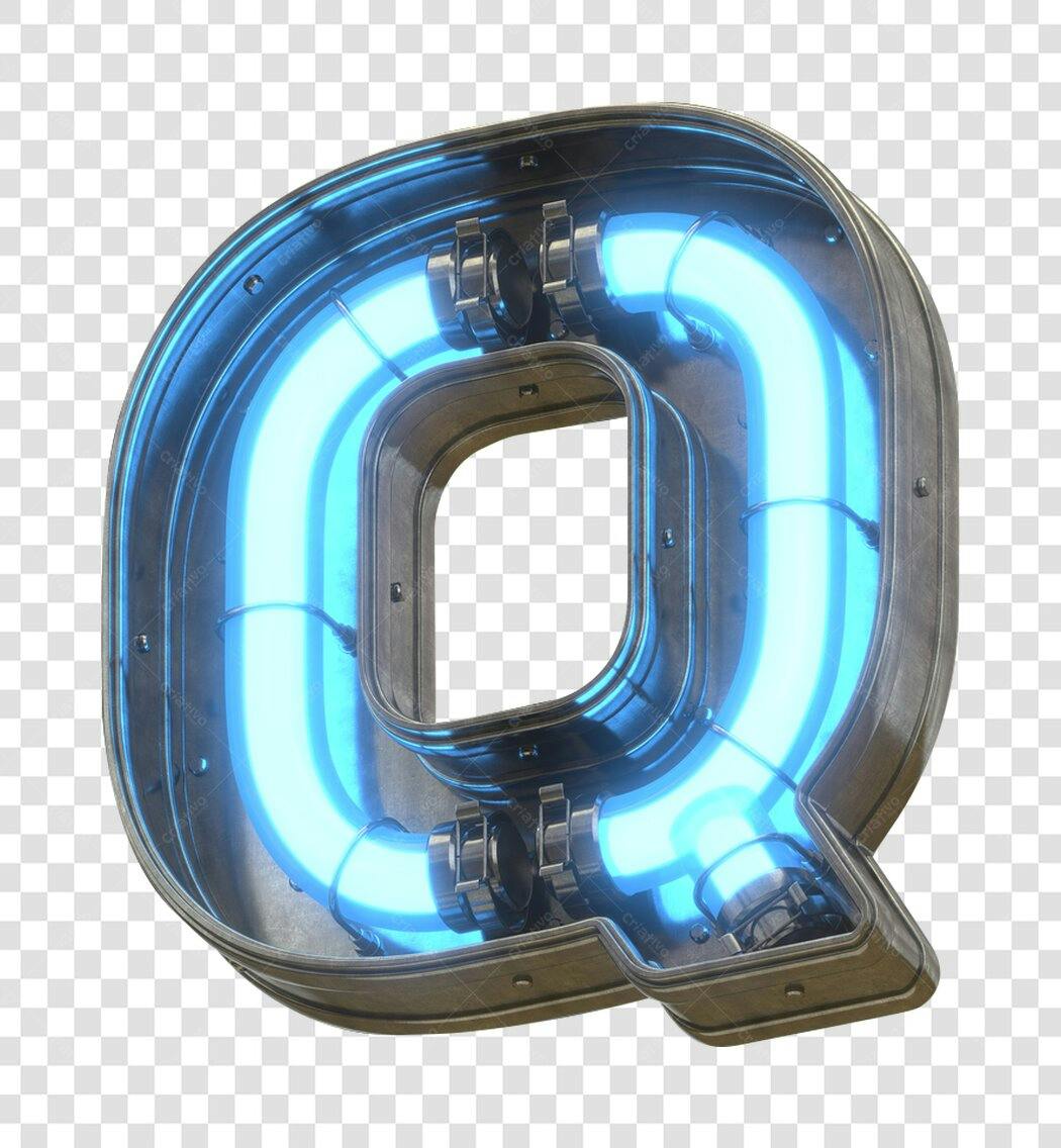 Letra Q Neon Industrial PNG com fundo transparente