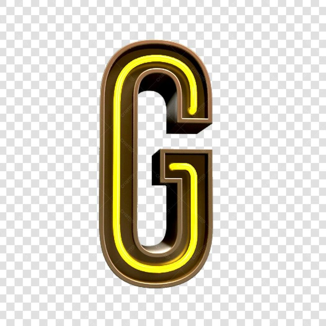 Logo da letra G neon marrom e amarelo PNG com fundo transparente