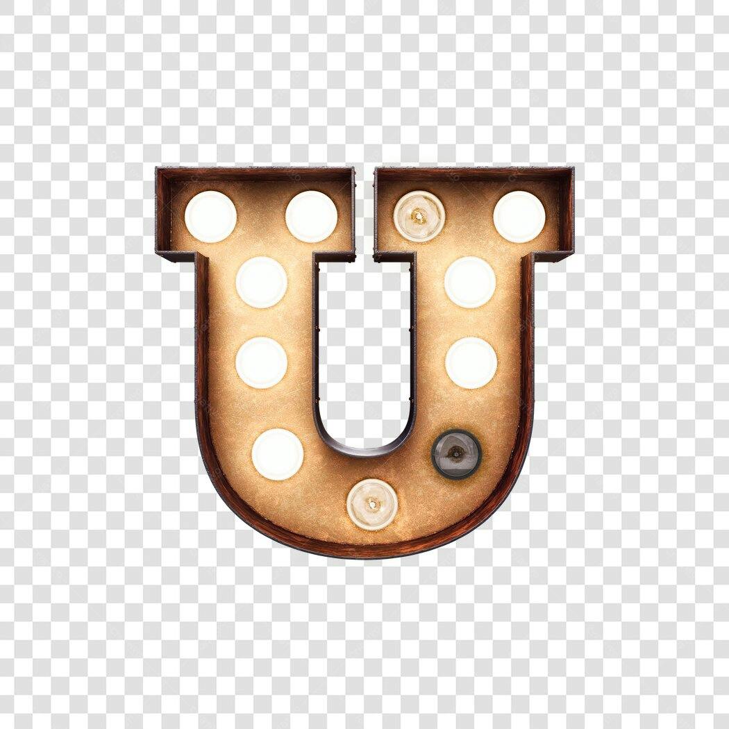 Letra U Vintage com Lâmpadas PNG com fundo transparente