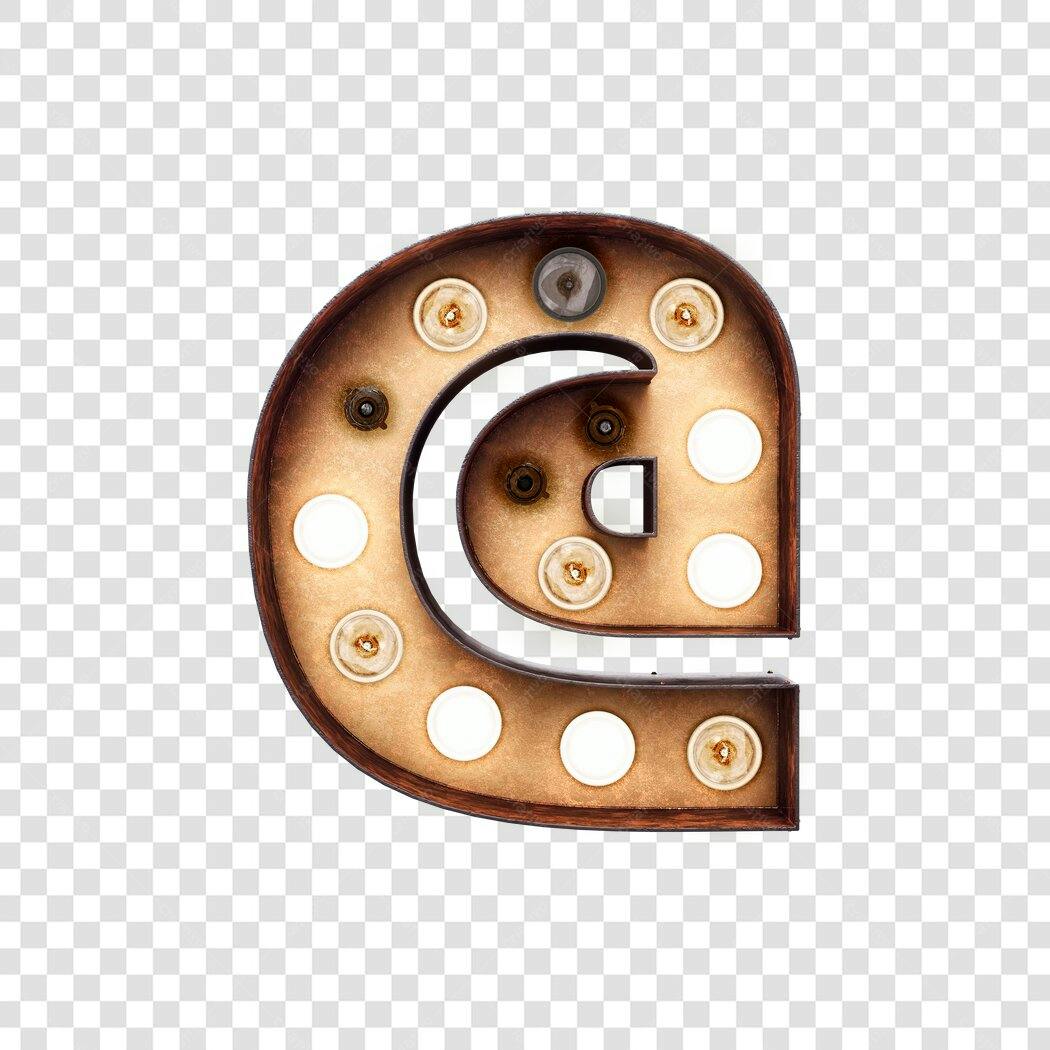 Letra G vintage com lâmpadas PNG com fundo transparente