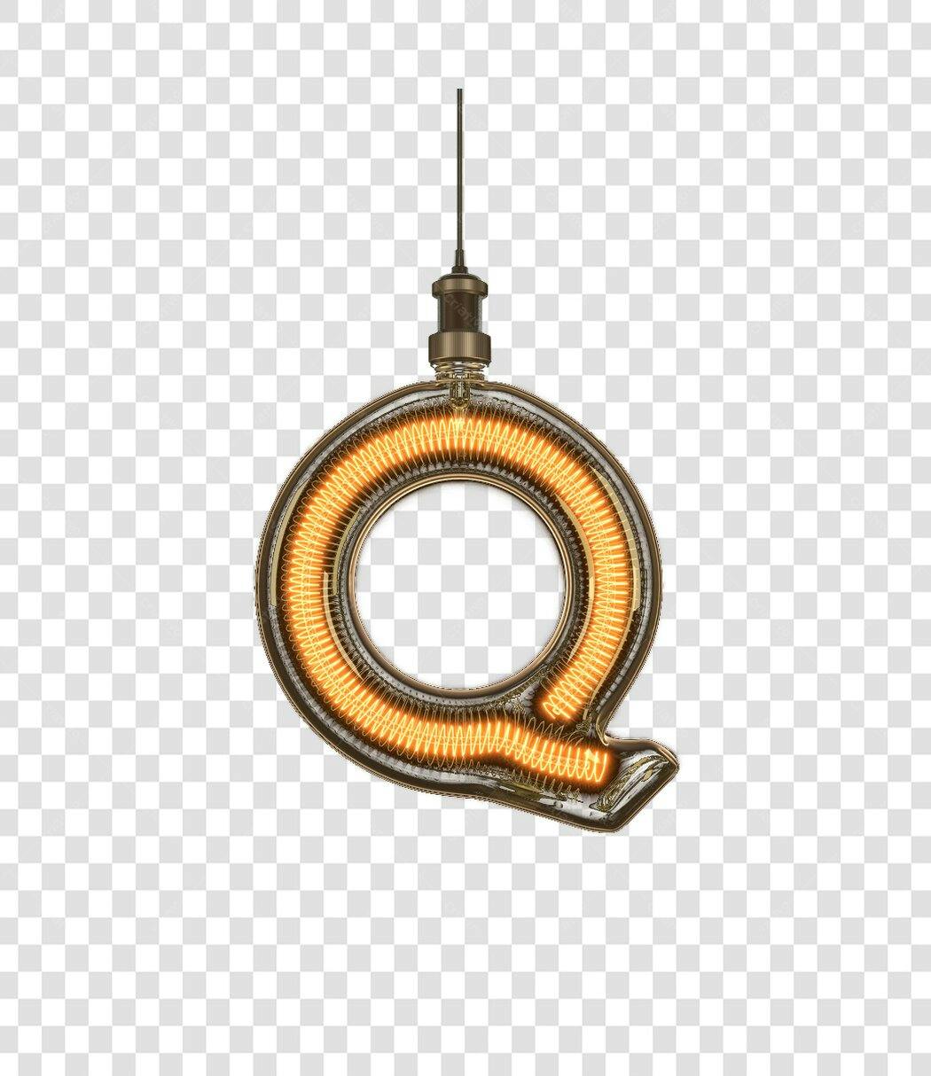 Letra Q vintage luminosa PNG com fundo transparente