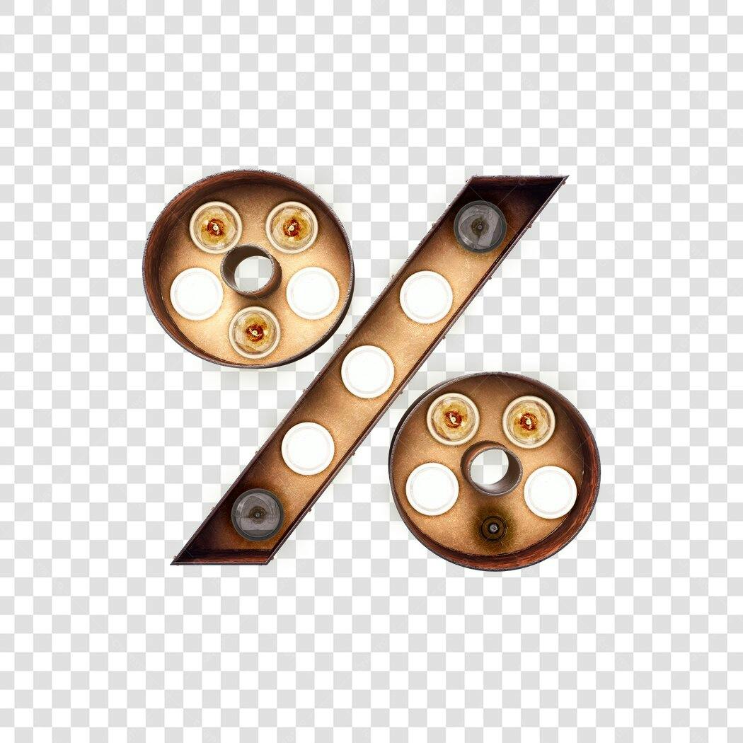 Símbolo Porcentagem Vintage Iluminado PNG com fundo transparente