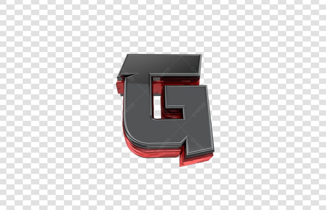 Logo da letra G 3D preta e vermelha PNG com fundo transparente