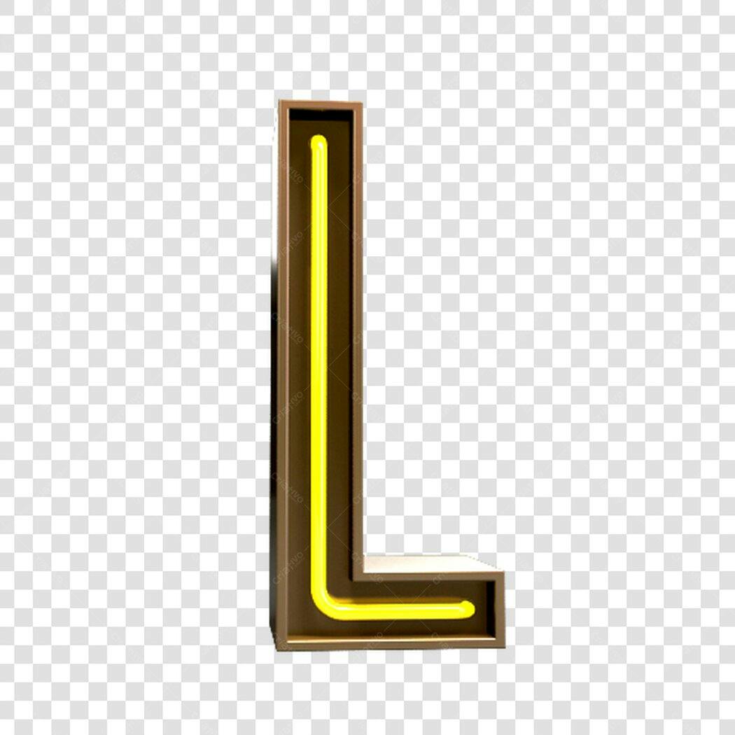 Letra L Neon Marrom e Amarelo PNG com fundo transparente