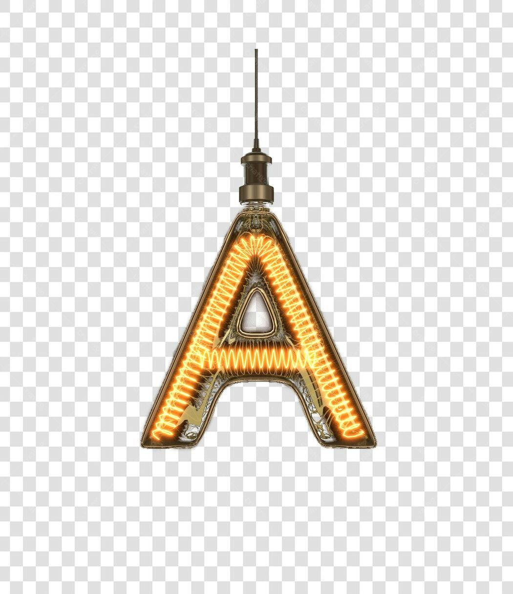 Logo da letra A com filamento incandescente PNG com fundo transparente