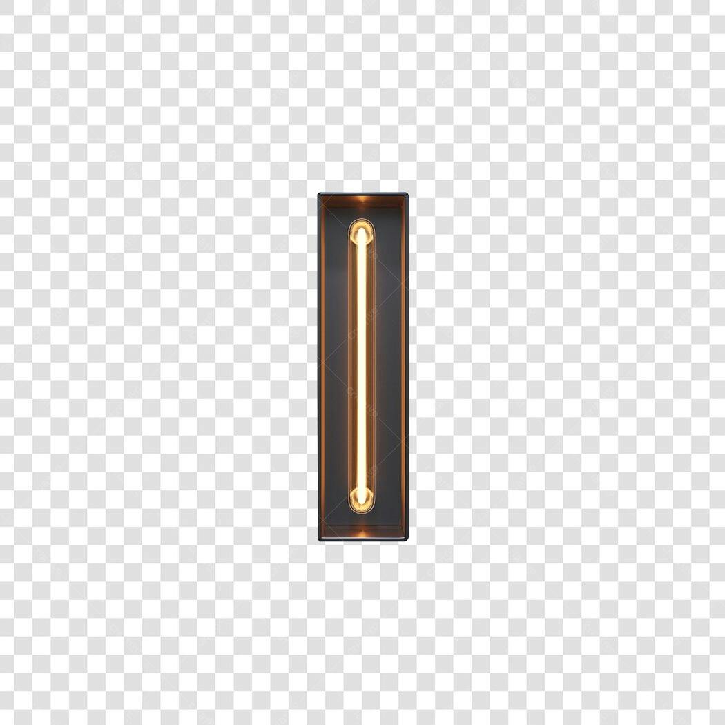 Fonte Letra I Neon Retrô PNG com fundo transparente