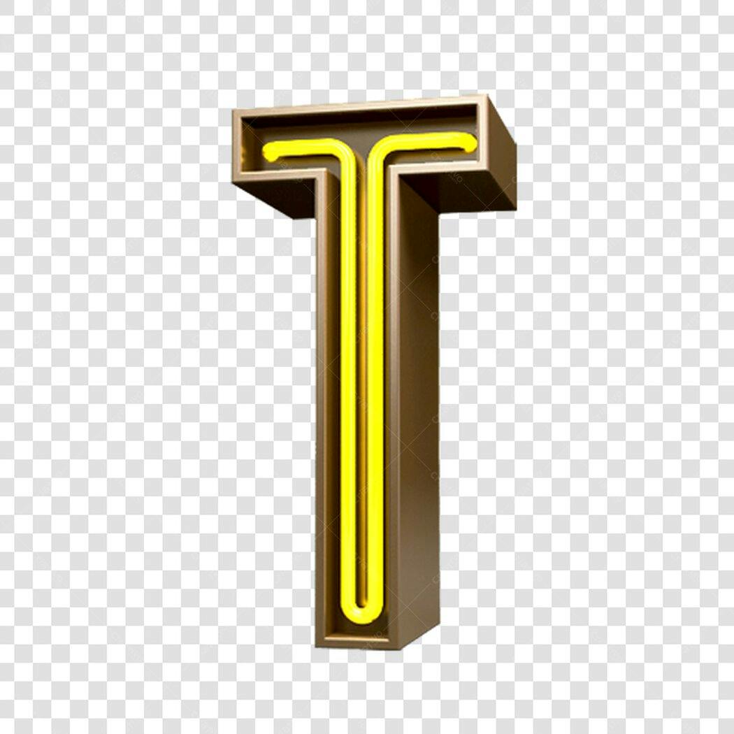 Logo Neon Letra T PNG com fundo transparente