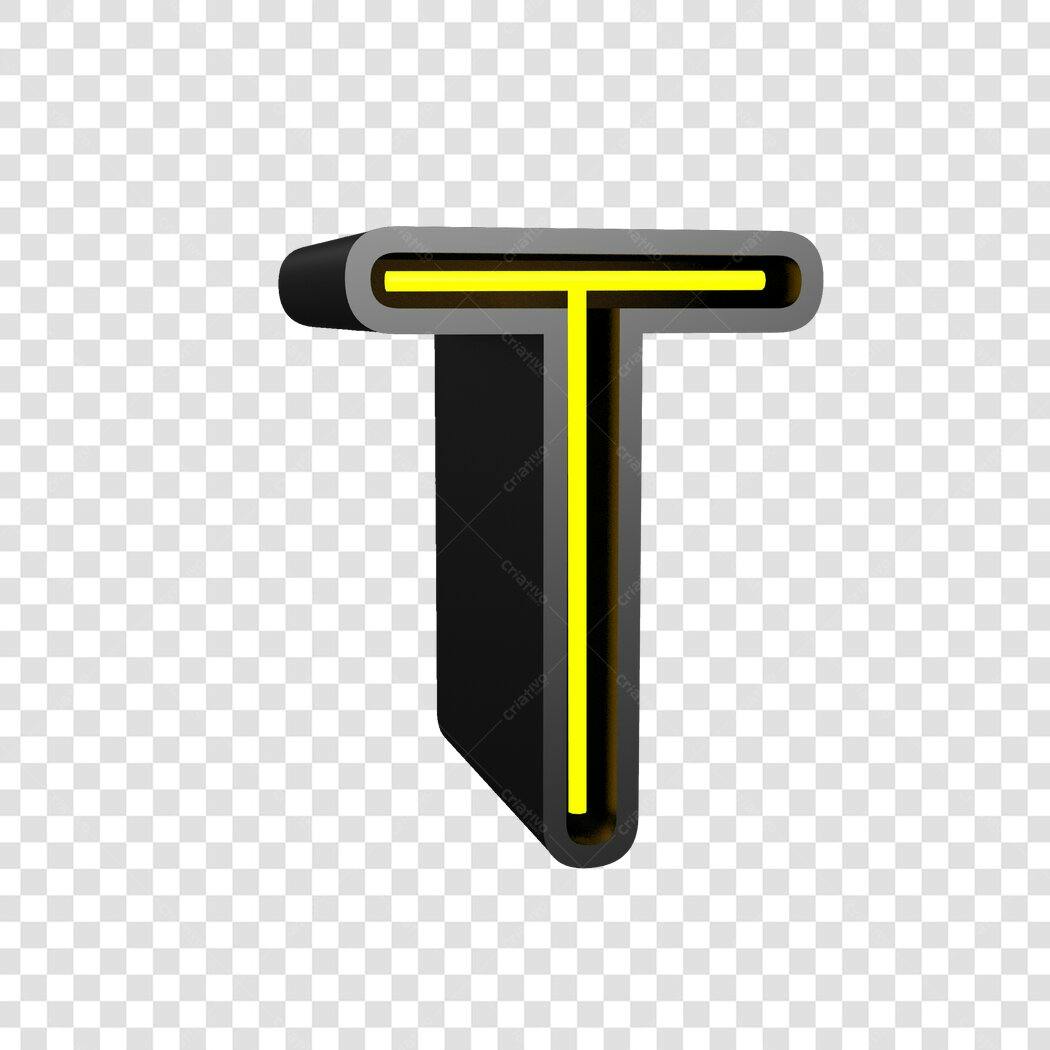 Logo 3D Letra T Preta e Amarela PNG com fundo transparente