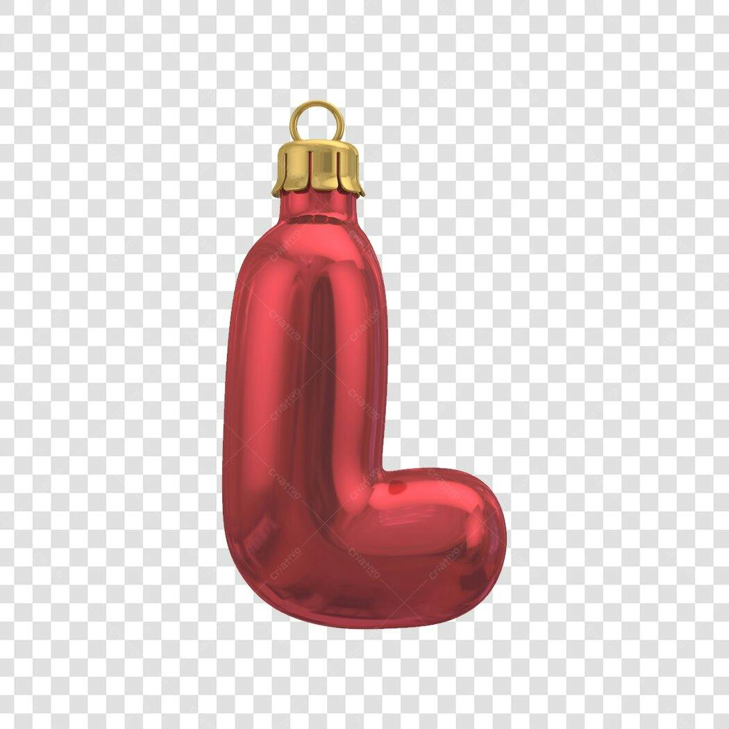 Enfeite Natal Letra L Vermelha PNG com fundo transparente