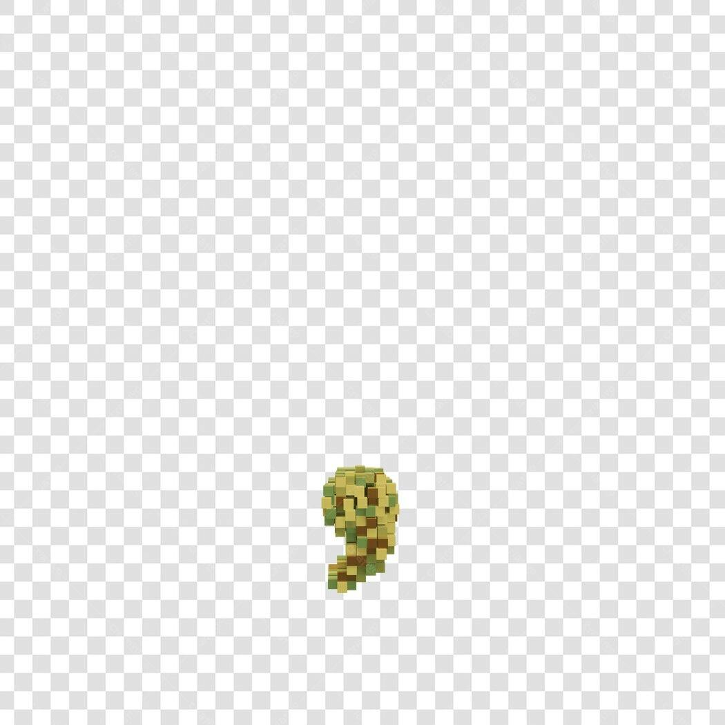 Objeto decorativo vírgula pixelizada em tons de verde PNG com fundo transparente