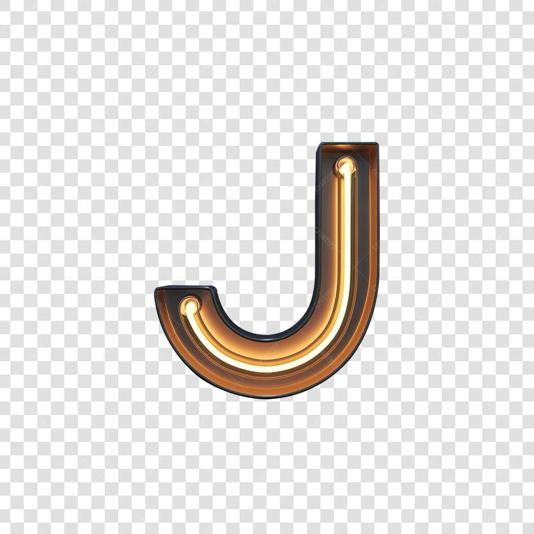 Letra J Neon Dourado para Posts PNG com fundo transparente