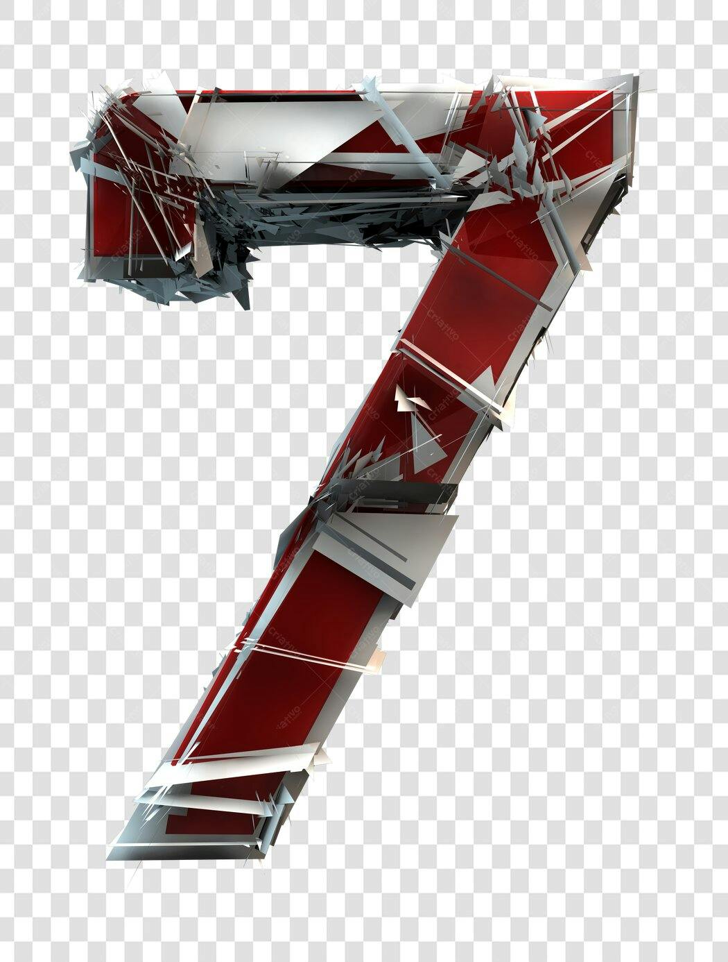 Número 7 Destruído 3D PNG com fundo transparente