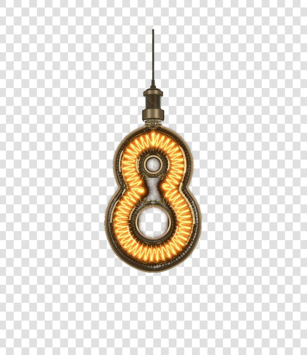 Número 8 estilizado como lâmpada PNG com fundo transparente