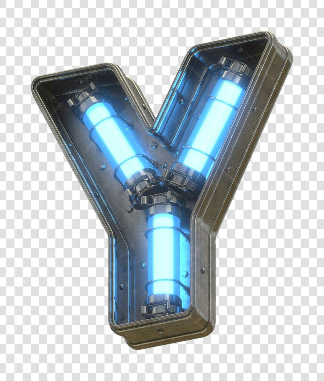 Letra Y futurista com luz neon PNG com fundo transparente