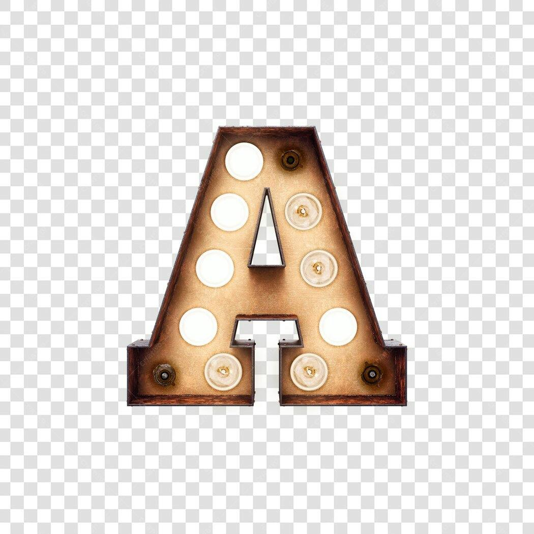 Logo Letra A vintage com lâmpadas PNG com fundo transparente