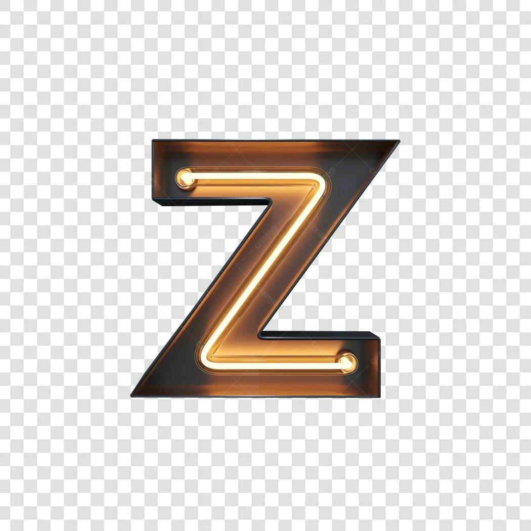 Letra Z Neon Dourado PNG com fundo transparente