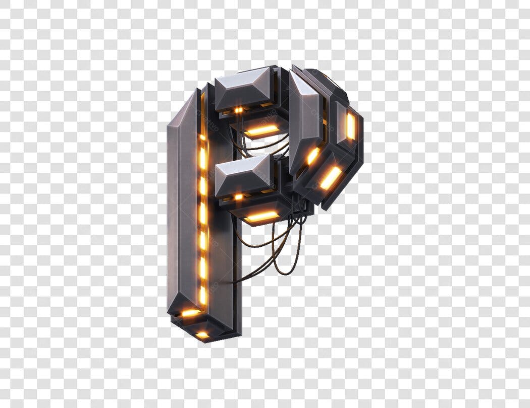 Letra P futurista PNG com fundo transparente