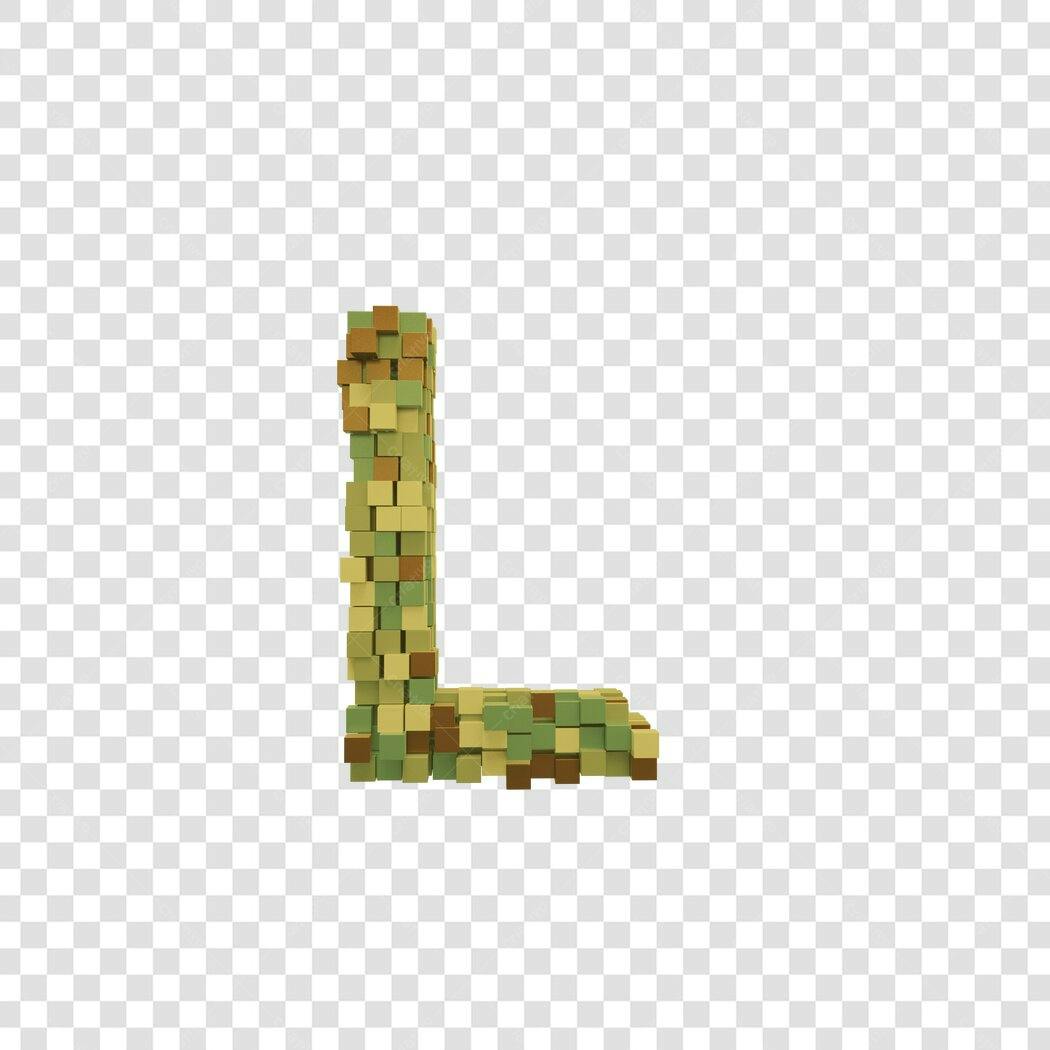Letra L 3D Cúbica Camuflada PNG com fundo transparente