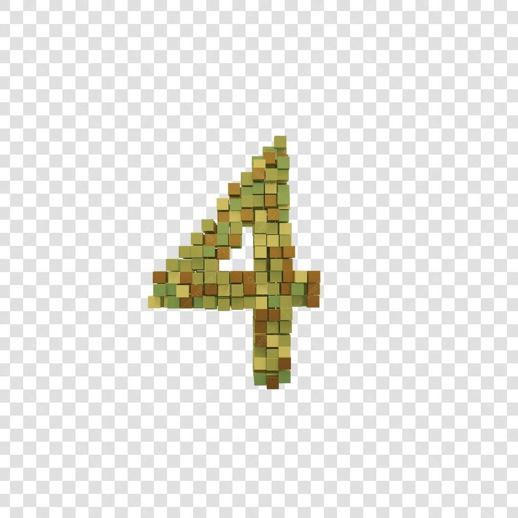 Logo Número 4 em cubos PNG com fundo transparente