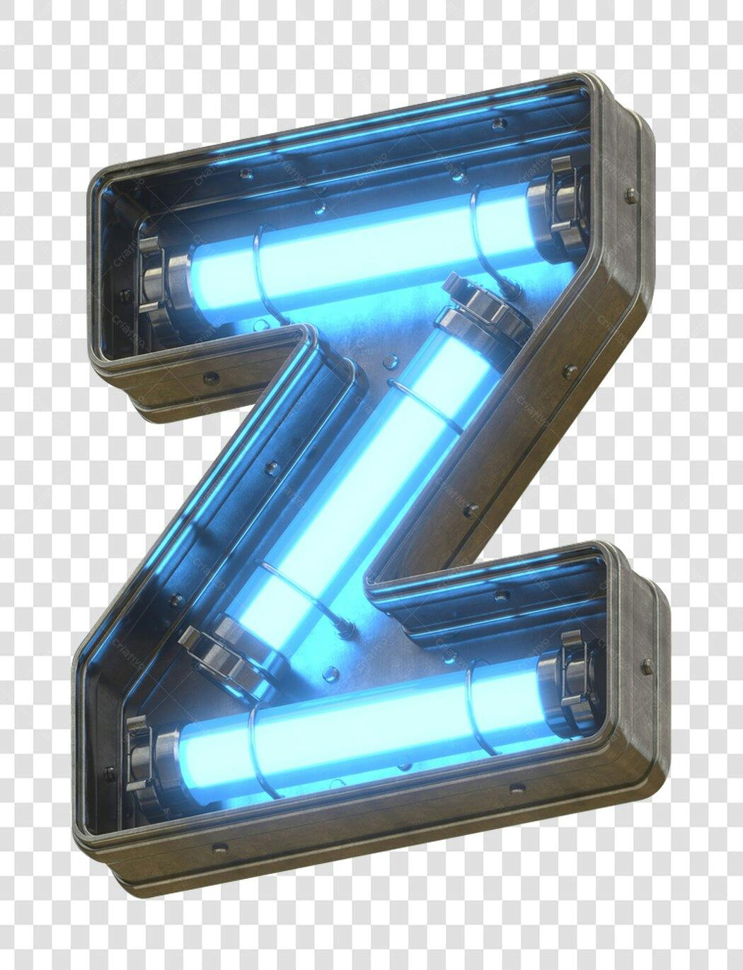 Letra Z neon futurista para banner PNG com fundo transparente