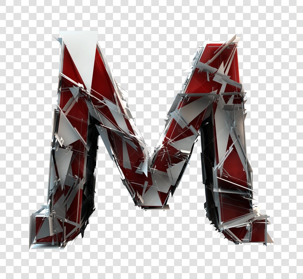 Logo da letra M estilizada em vermelho PNG com fundo transparente