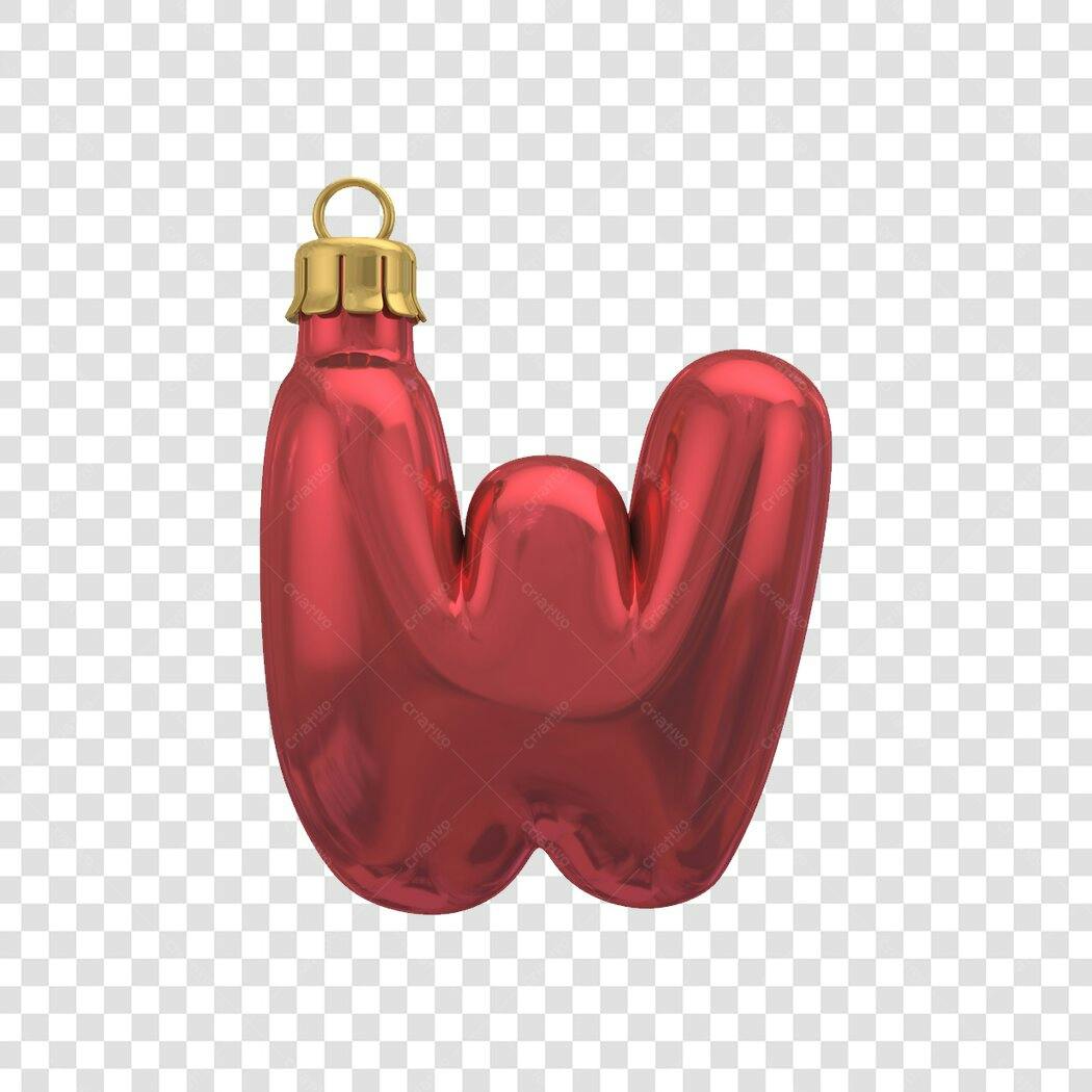 Decoração Natal Letra W Vermelha PNG com fundo transparente