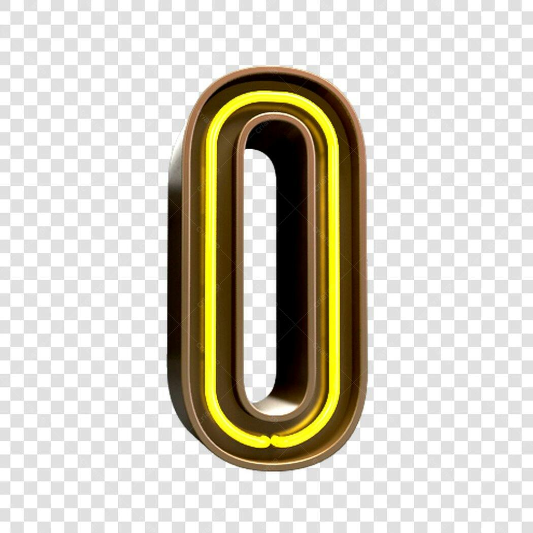 Letra O neon bronze para posts PNG com fundo transparente