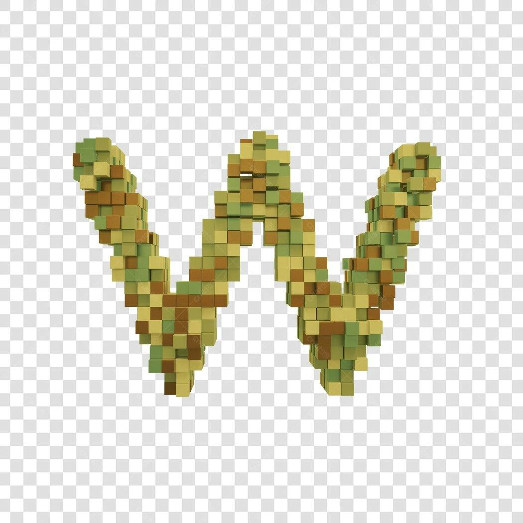 Logo 3D Letra W Tijolos Camuflados PNG com fundo transparente
