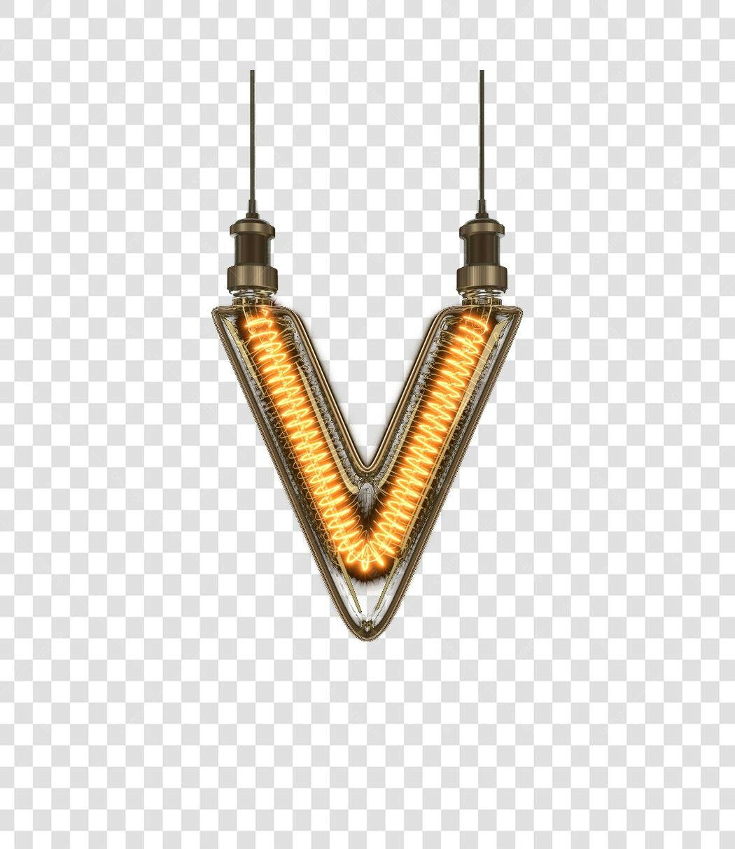 Logo Letra V Vintage Iluminada PNG com fundo transparente