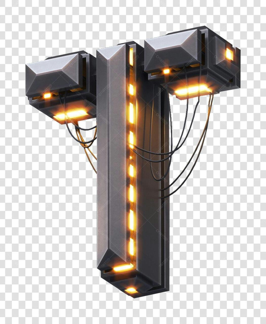 Logo Letra T Futurista Iluminada PNG com fundo transparente