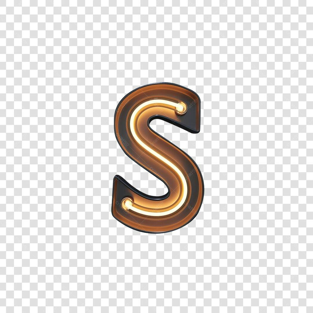 Logo Neon Letra S PNG com fundo transparente