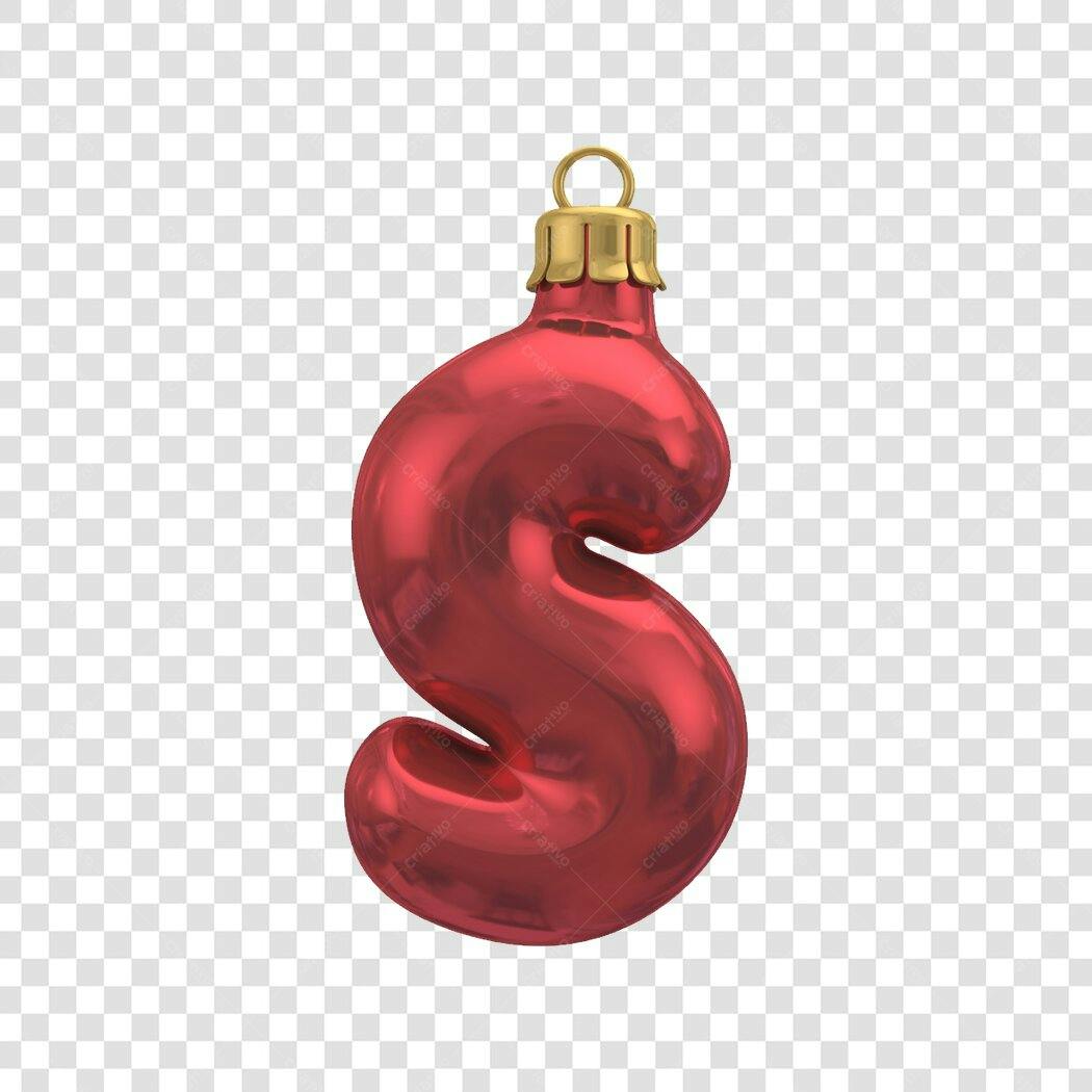Enfeite Natal Letra S Vermelha PNG com fundo transparente