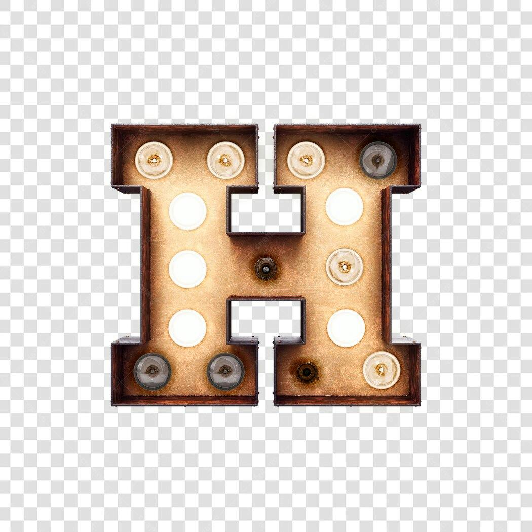 Letra H luminosa vintage PNG com fundo transparente