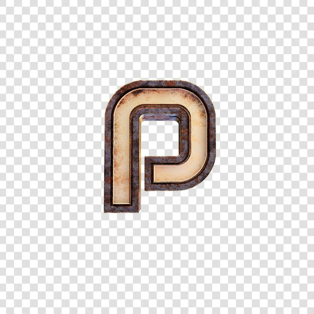Letra P enferrujada para design PNG com fundo transparente