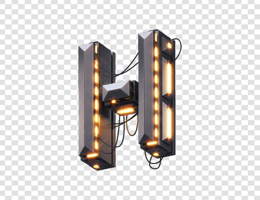 Logo letra H futurista com luzes néon PNG com fundo transparente