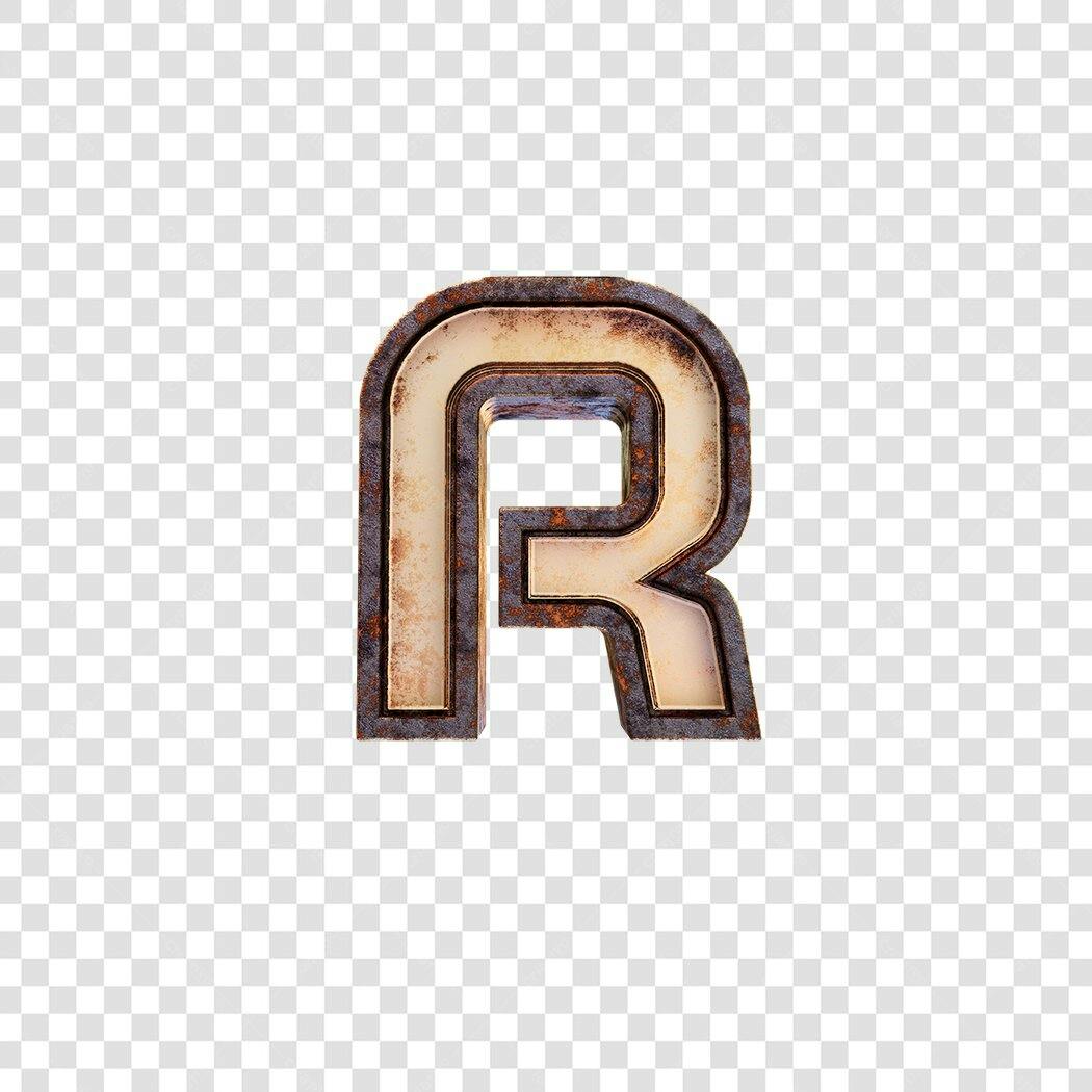 Logo da letra R enferrujada 3D PNG com fundo transparente