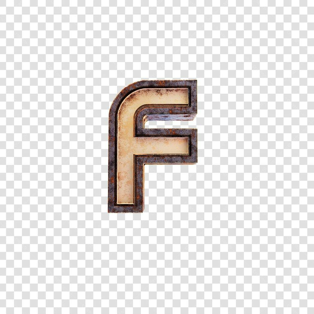 Letra F enferrujada 3D PNG com fundo transparente
