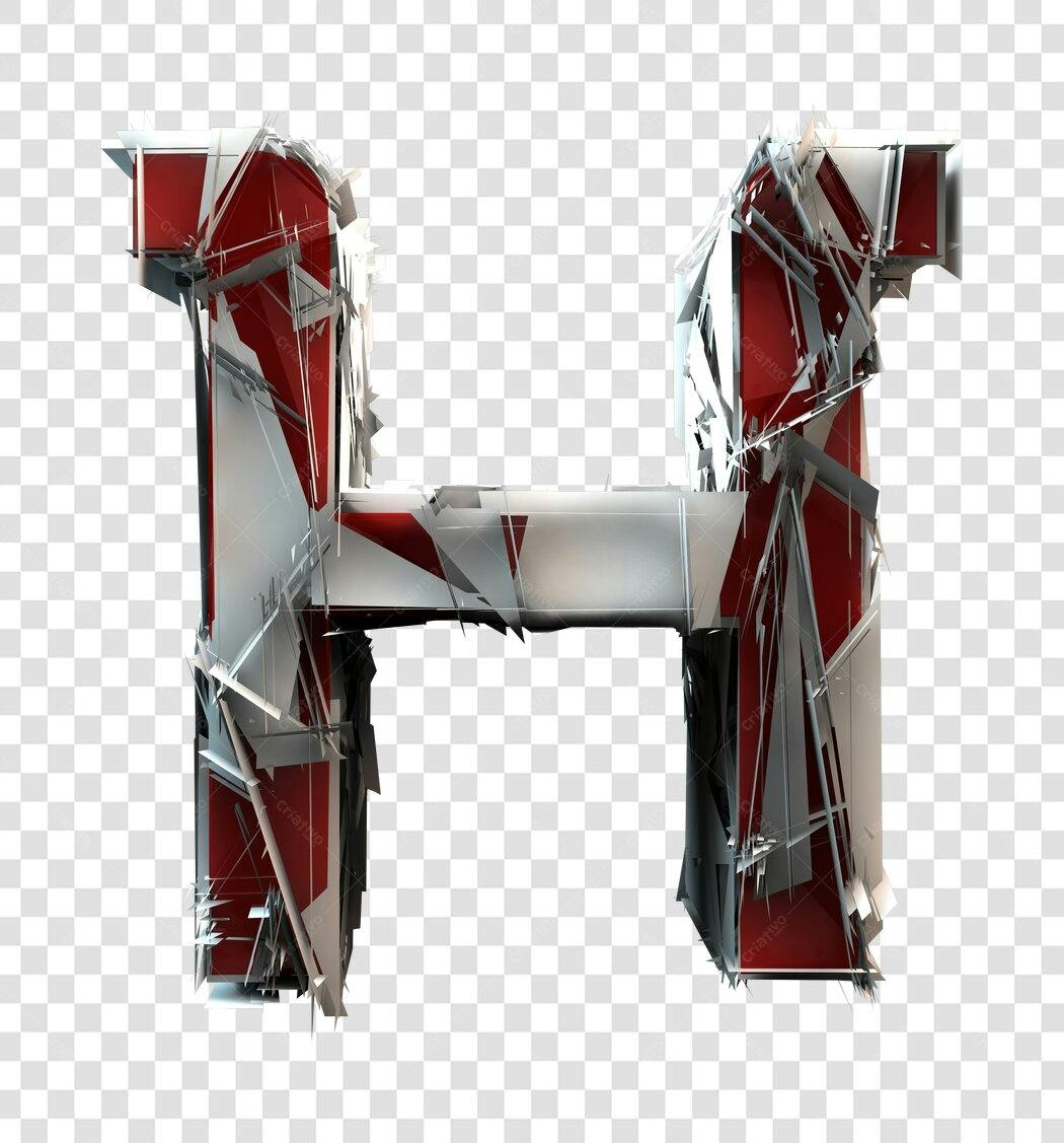 Letter H Design 3D Vermelho e Branco PNG com fundo transparente