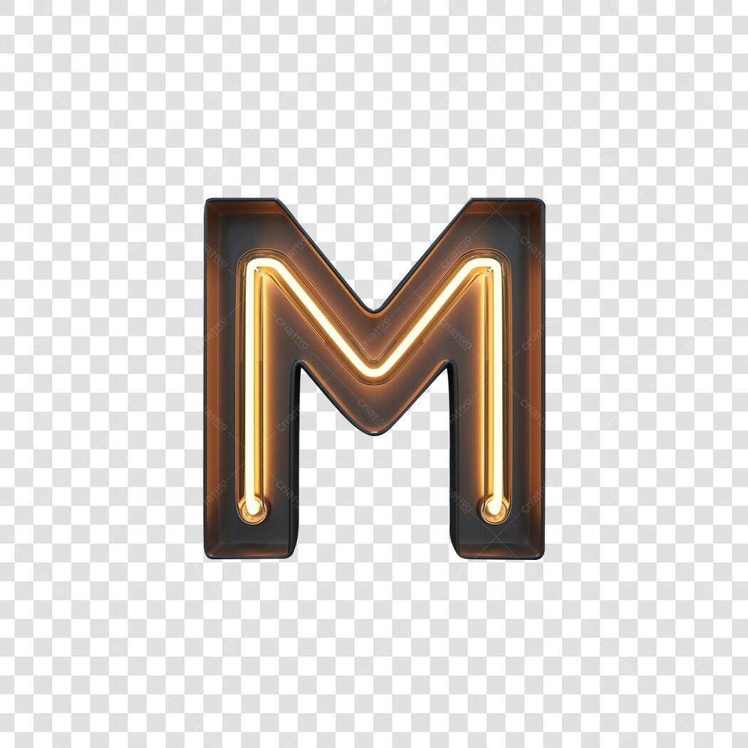 Letra M Neon para Logo PNG com fundo transparente