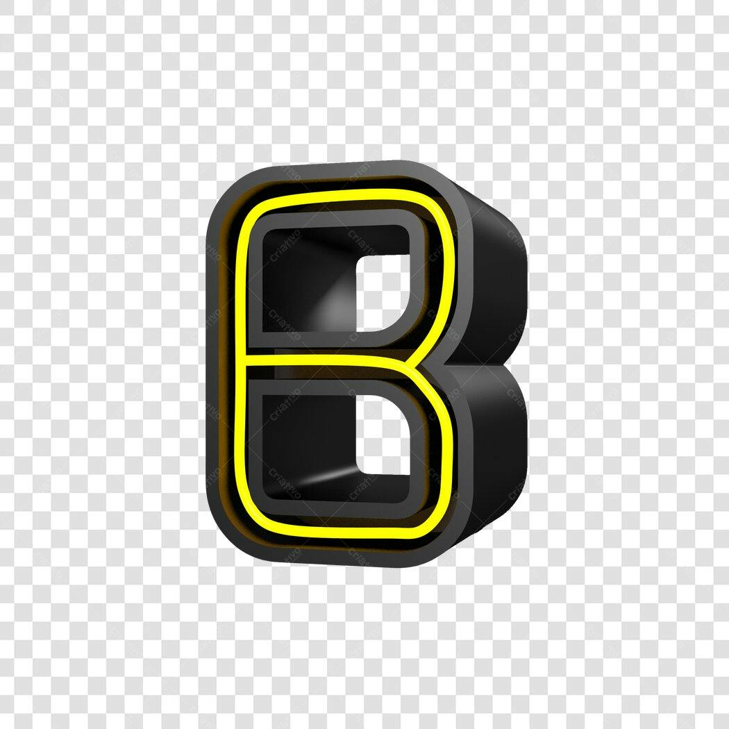 Logo 3D Letra B Preta e Amarela PNG com fundo transparente