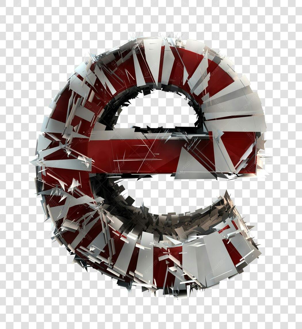 Ilustração Letra E Fragmentada Vermelha PNG com fundo transparente