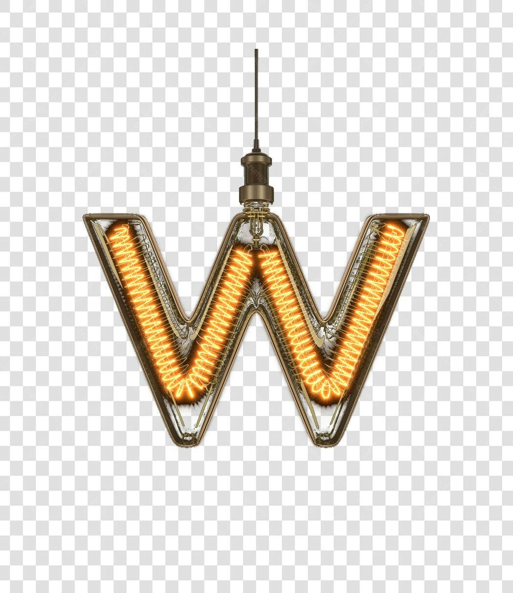 Logo Letra W Vintage com Lâmpada PNG com fundo transparente