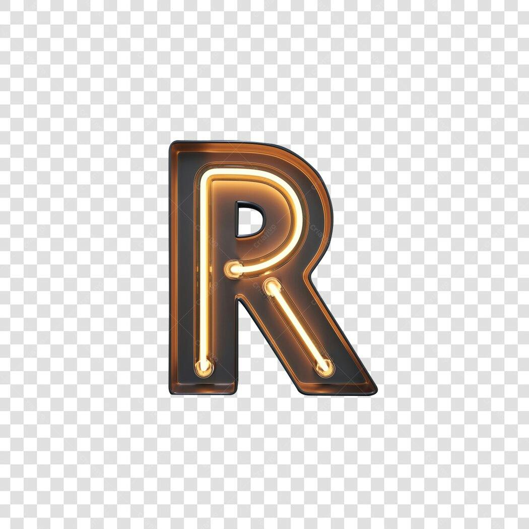 Letra R Neon para Posts e Banners PNG com fundo transparente