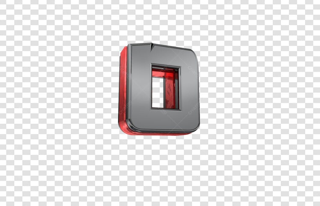 Logo 3D Número Zero Cinza e Vermelho PNG com fundo transparente